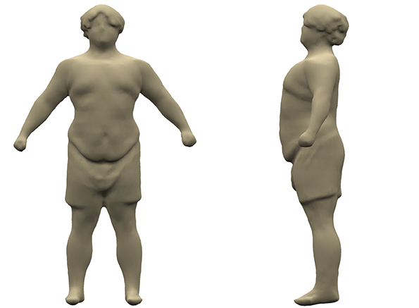 Body scan of man before fitness transformation.