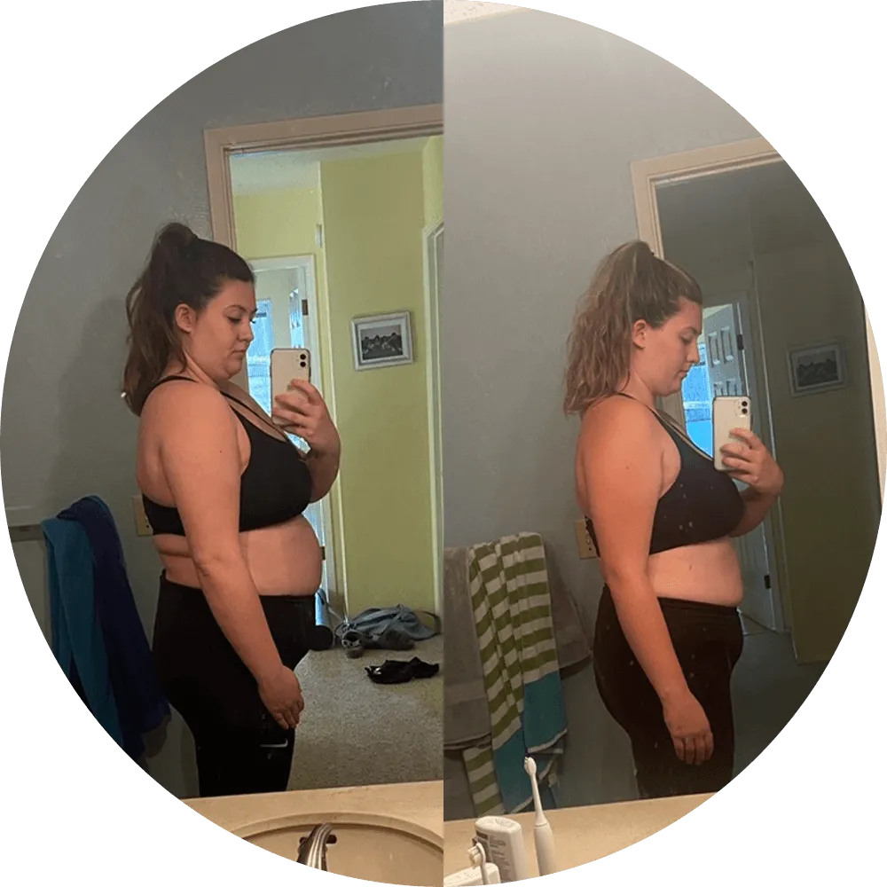 Before and after fitness transformation of a client at TTP Fitness
