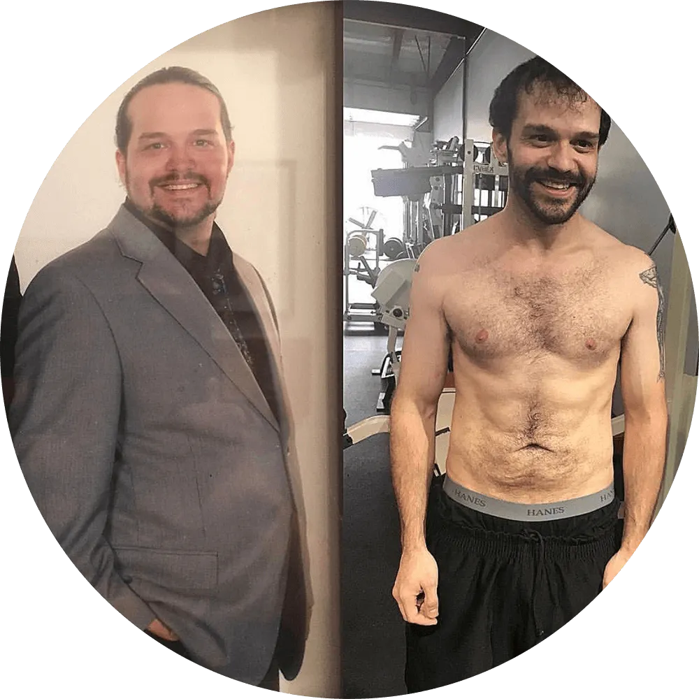 Before and after fitness transformation of a client at TTP Fitness