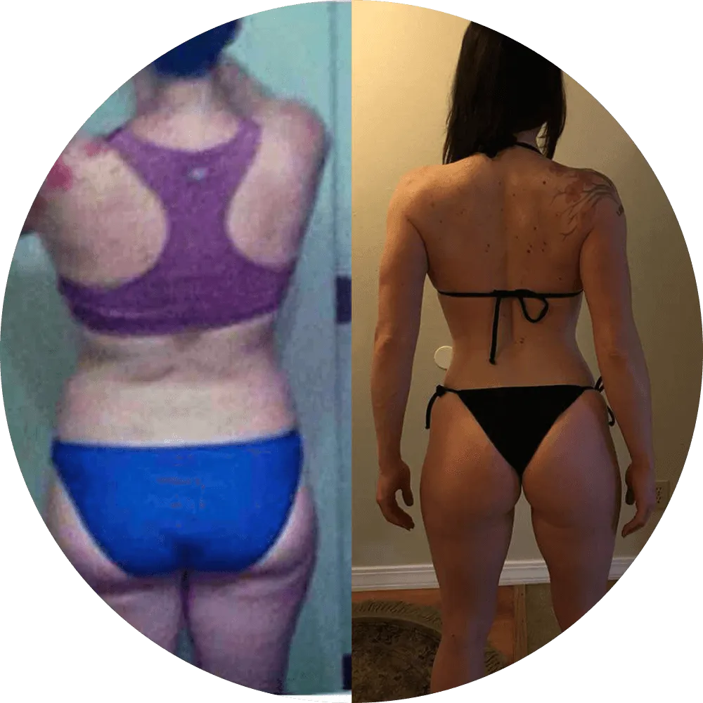Before-After-12 - Woman’s back before and after transformation, showing leaner physique.