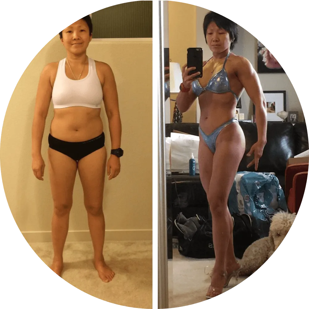 Before-After-16 - Woman before and after fitness, showing defined muscles