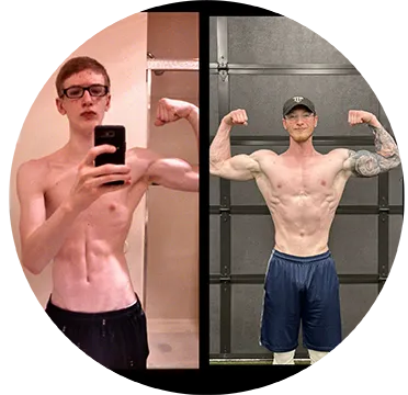 Before-After-18 - Man before and after building muscle, flexing arms