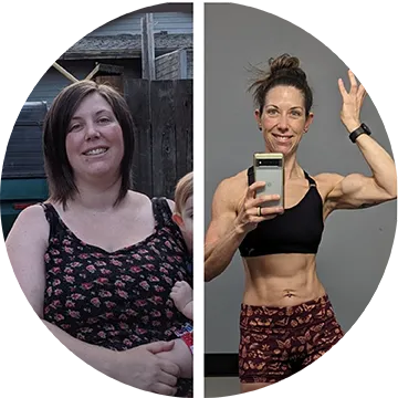 Before-After-Nicole - Woman before and after fitness transformation, showing toned abs and arms