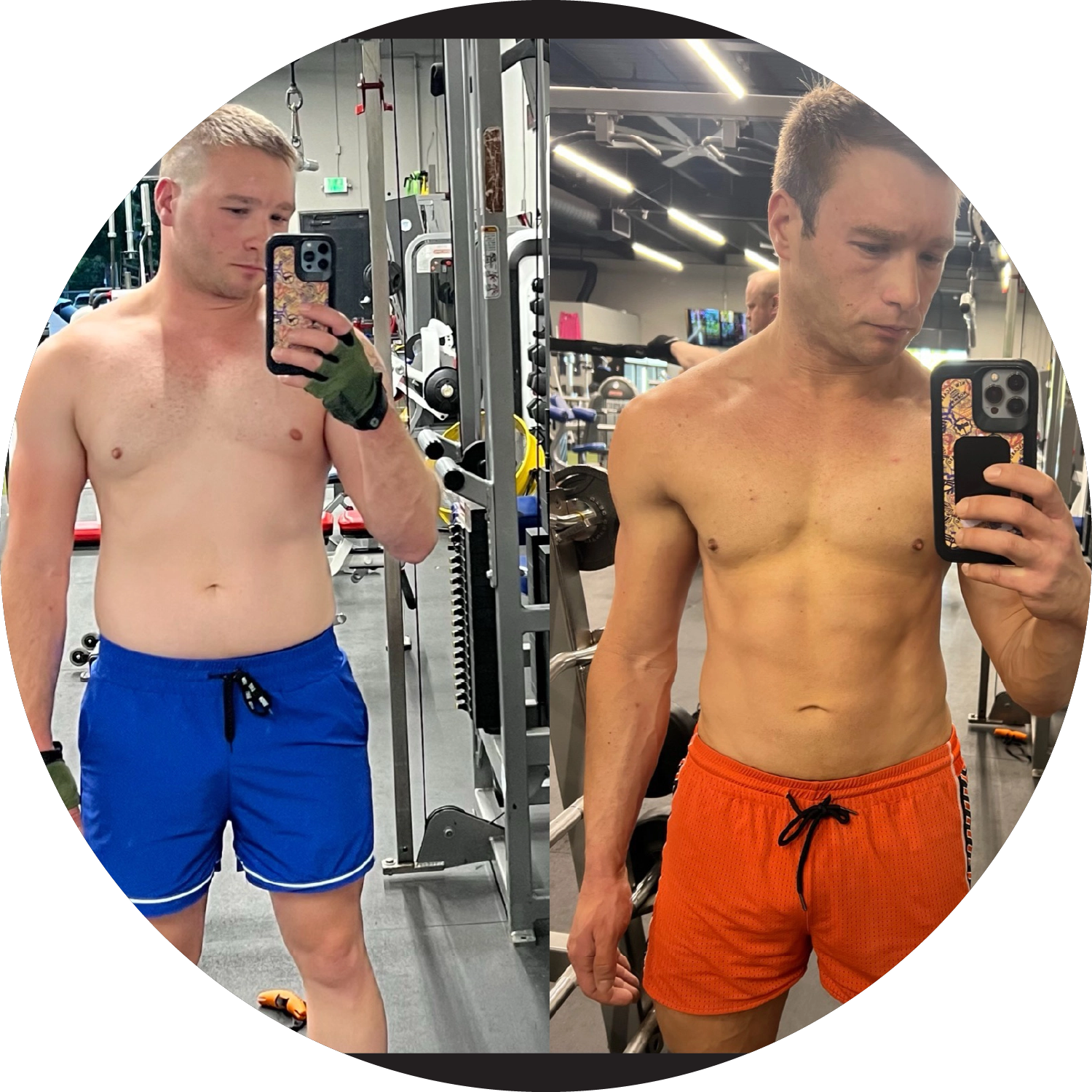 TTP-Fitness-2024-11-Josh-Transformation-Pictures - Before and after gym transformation, showing leaner muscles