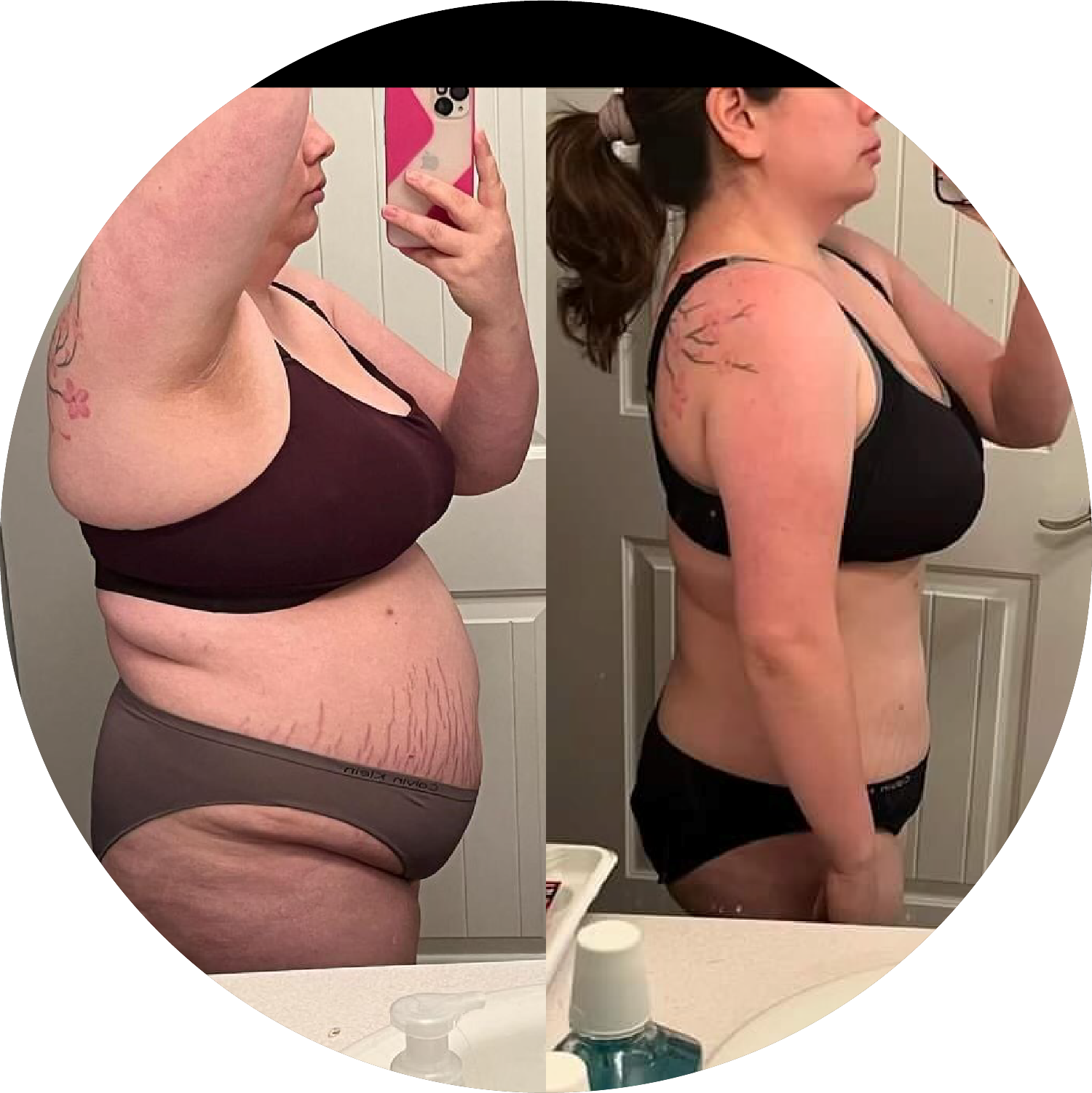 TTP-Fitness-2024-11-June-Transformation-Pictures - Woman before and after weight loss, showing slimmer body