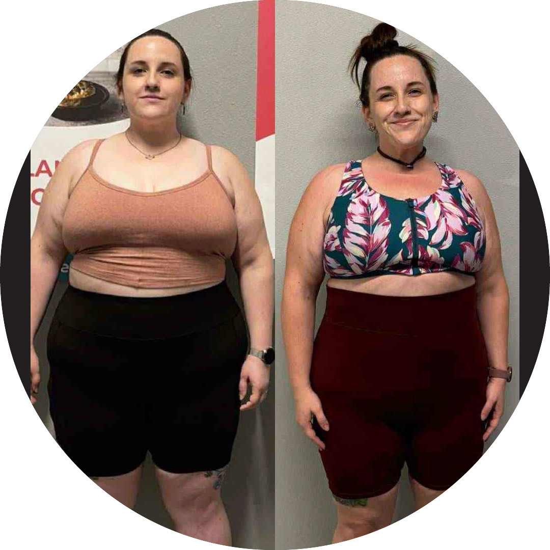 TTP-Fitness-2024-11-Transformation-Weight-Loss - Woman before and after weight loss, showing slimmer figure