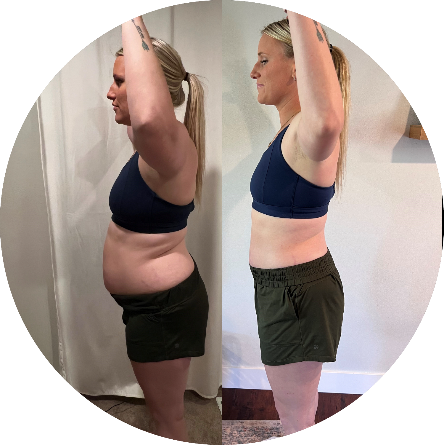 TTP-Fitness-2024-11-Transformation - Woman before and after fitness, showing a toned body